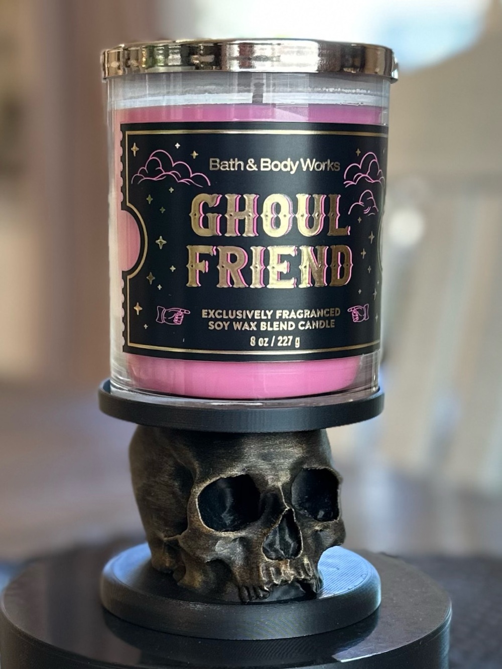Bath & Body Works Compatible Halloween Skull Single Wick Candle Holder